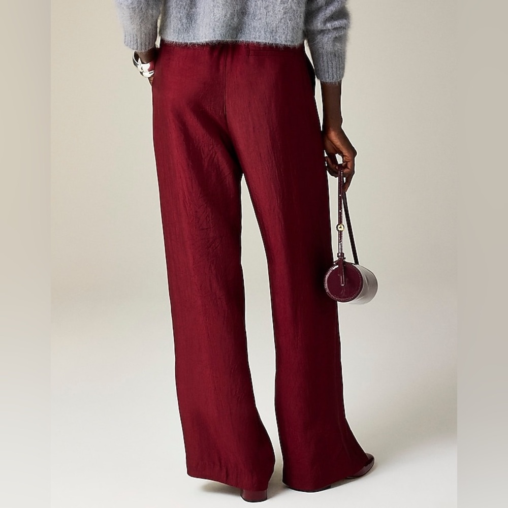J. Crew Stratus pant in burgundy textured satin - Picture 6 of 7